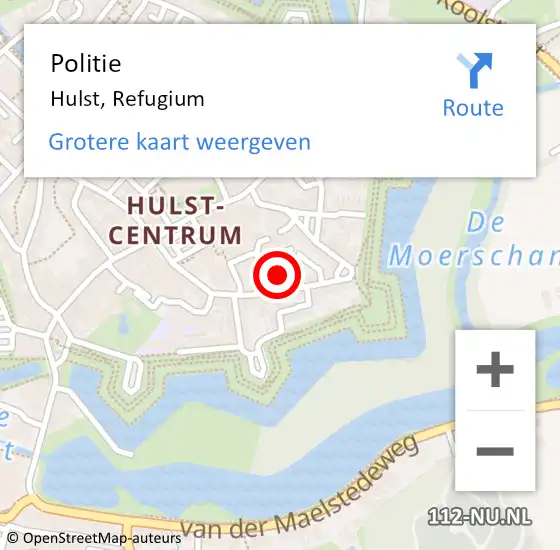 Locatie op kaart van de 112 melding: Politie Hulst, Refugium op 15 september 2013 23:18