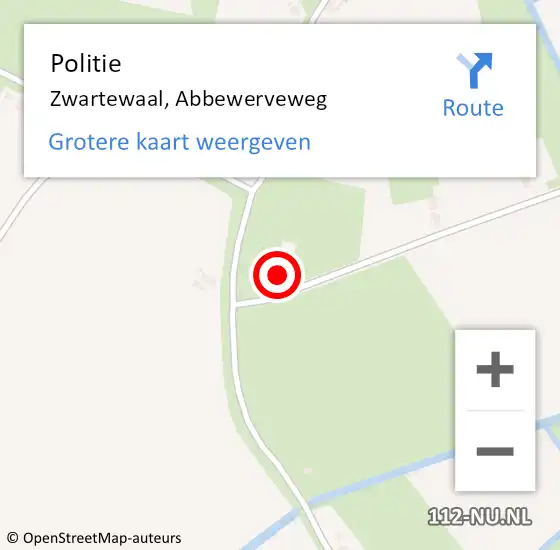 Locatie op kaart van de 112 melding: Politie Zwartewaal, Abbewerveweg op 13 december 2013 07:50