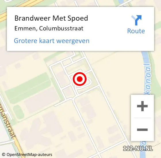 Locatie op kaart van de 112 melding: Brandweer Met Spoed Naar Emmen, Columbusstraat op 26 april 2016 21:29