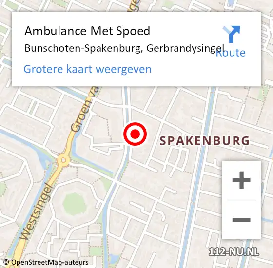 Locatie op kaart van de 112 melding: Ambulance Met Spoed Naar Bunschoten-Spakenburg, Gerbrandysingel op 26 april 2016 22:31