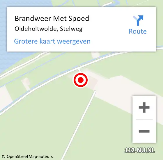 Locatie op kaart van de 112 melding: Brandweer Met Spoed Naar Oldeholtwolde, Stelweg op 26 april 2016 23:09