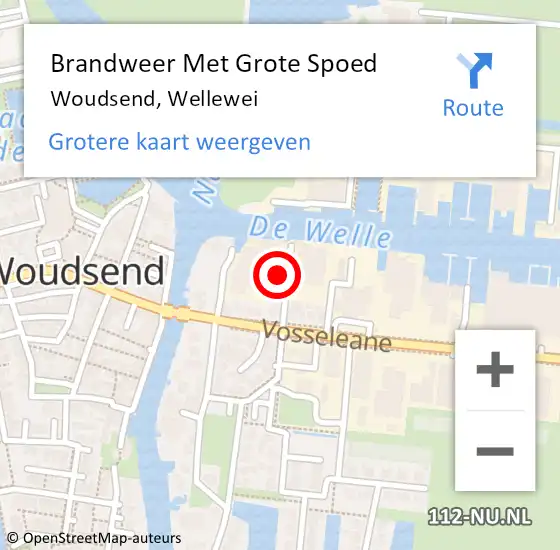 Locatie op kaart van de 112 melding: Brandweer Met Grote Spoed Naar Woudsend, Wellewei op 27 april 2016 00:17