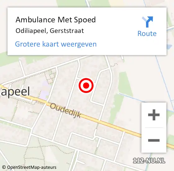 Locatie op kaart van de 112 melding: Ambulance Met Spoed Naar Odiliapeel, Gerststraat op 27 april 2016 00:27