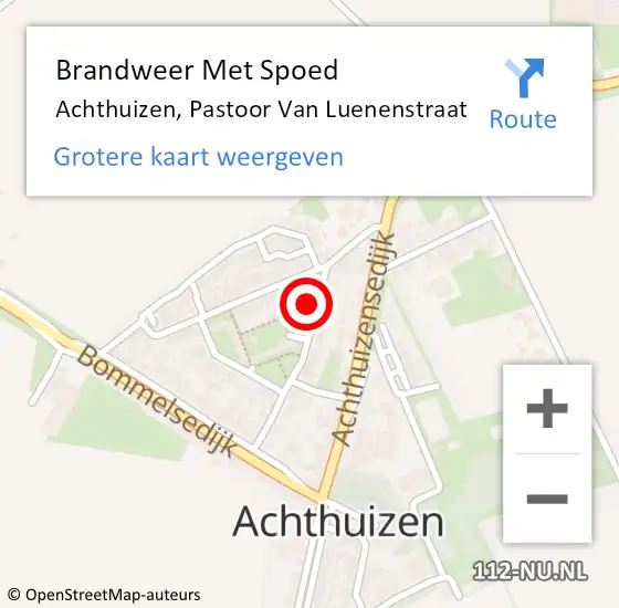 Locatie op kaart van de 112 melding: Brandweer Met Spoed Naar Achthuizen, Pastoor Van Luenenstraat op 27 april 2016 01:08