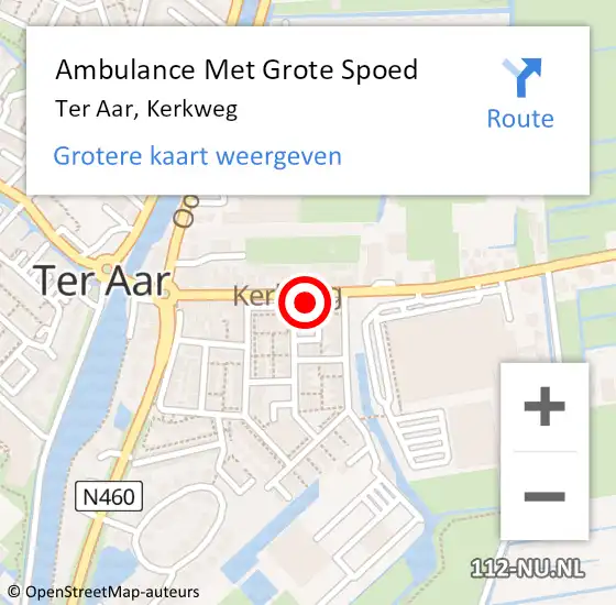 Locatie op kaart van de 112 melding: Ambulance Met Grote Spoed Naar Ter Aar, Kerkweg op 27 april 2016 01:11