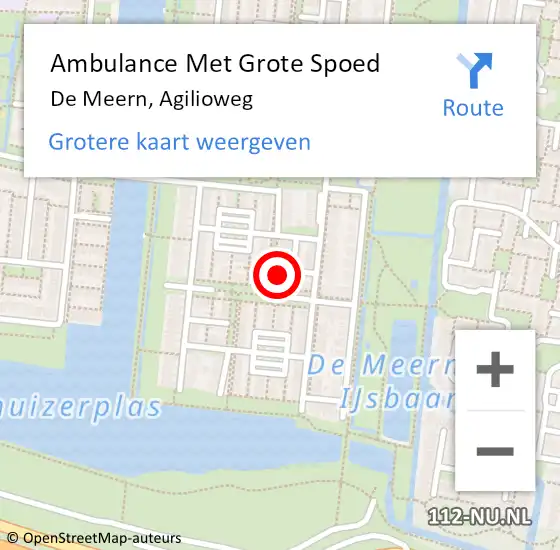 Locatie op kaart van de 112 melding: Ambulance Met Grote Spoed Naar De Meern, Agilioweg op 27 april 2016 01:42