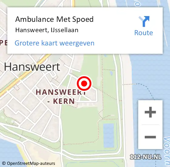 Locatie op kaart van de 112 melding: Ambulance Met Spoed Naar Hansweert, IJssellaan op 27 april 2016 03:15