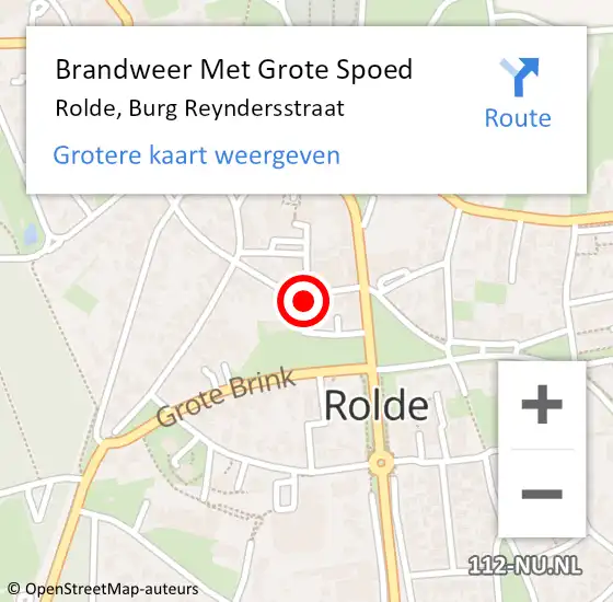 Locatie op kaart van de 112 melding: Brandweer Met Grote Spoed Naar Rolde, Burg Reyndersstraat op 27 april 2016 03:22