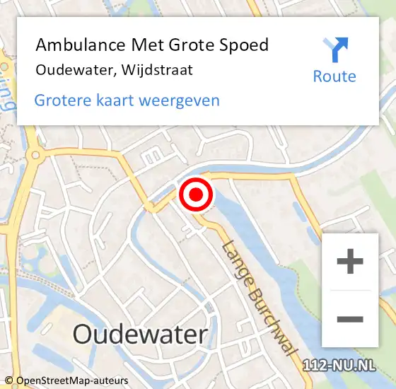 Locatie op kaart van de 112 melding: Ambulance Met Grote Spoed Naar Oudewater, Wijdstraat op 27 april 2016 03:59