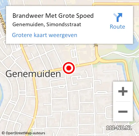 Locatie op kaart van de 112 melding: Brandweer Met Grote Spoed Naar Genemuiden, Simondsstraat op 27 april 2016 04:34