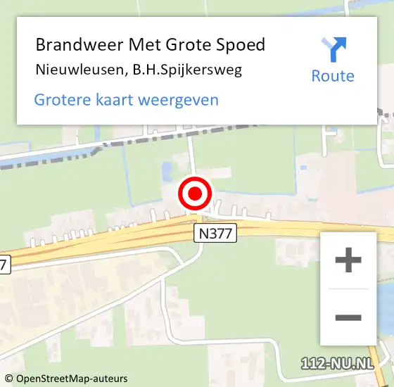 Locatie op kaart van de 112 melding: Brandweer Met Grote Spoed Naar Nieuwleusen, B.H.Spijkersweg op 27 april 2016 04:47