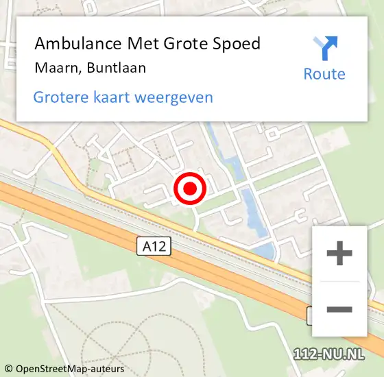 Locatie op kaart van de 112 melding: Ambulance Met Grote Spoed Naar Maarn, Buntlaan op 27 april 2016 05:01