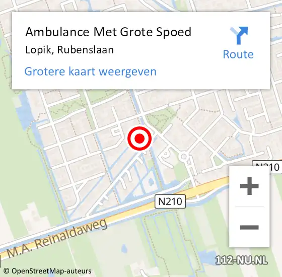 Locatie op kaart van de 112 melding: Ambulance Met Grote Spoed Naar Lopik, Rubenslaan op 27 april 2016 05:16