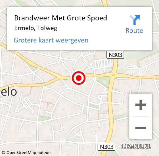 Locatie op kaart van de 112 melding: Brandweer Met Grote Spoed Naar Ermelo, Tolweg op 27 april 2016 05:54