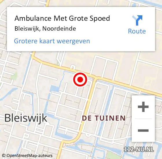 Locatie op kaart van de 112 melding: Ambulance Met Grote Spoed Naar Bleiswijk, Noordeinde op 27 april 2016 06:04