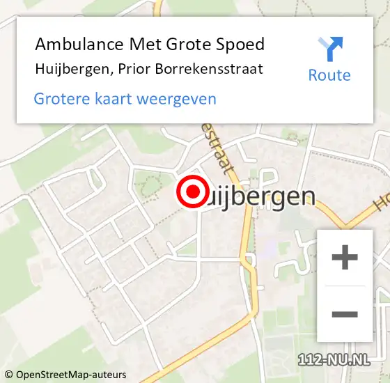 Locatie op kaart van de 112 melding: Ambulance Met Grote Spoed Naar Huijbergen, Prior Borrekensstraat op 27 april 2016 08:59