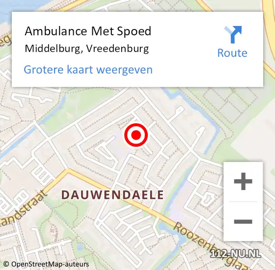 Locatie op kaart van de 112 melding: Ambulance Met Spoed Naar Middelburg, Vreedenburg op 27 april 2016 09:32
