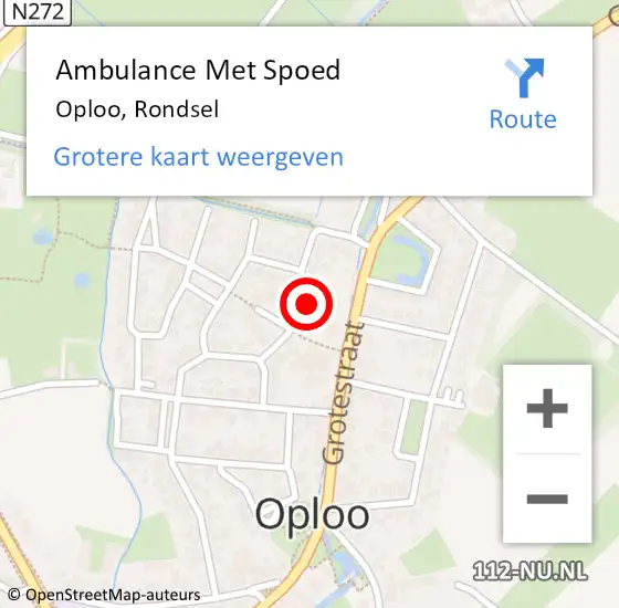 Locatie op kaart van de 112 melding: Ambulance Met Spoed Naar Oploo, Rondsel op 27 april 2016 12:36