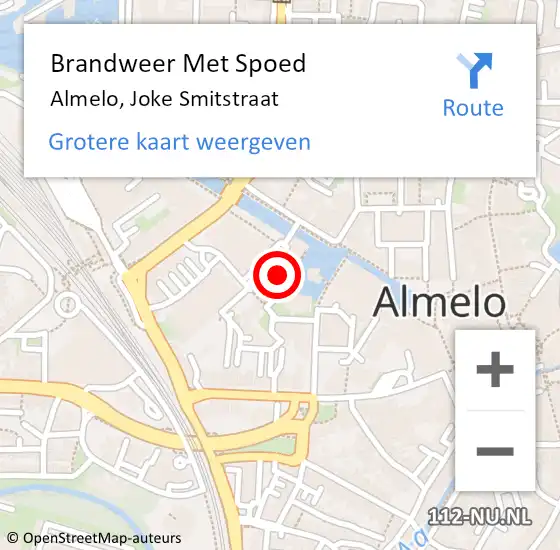 Locatie op kaart van de 112 melding: Brandweer Met Spoed Naar Almelo, Joke Smitstraat op 27 april 2016 12:50