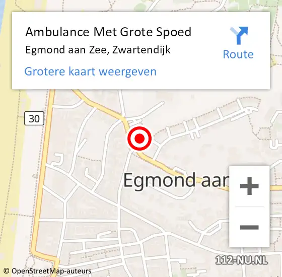 Locatie op kaart van de 112 melding: Ambulance Met Grote Spoed Naar Egmond aan Zee, Zwartendijk op 27 april 2016 13:12