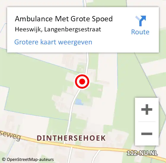 Locatie op kaart van de 112 melding: Ambulance Met Grote Spoed Naar Heeswijk, Langenbergsestraat op 27 april 2016 13:25