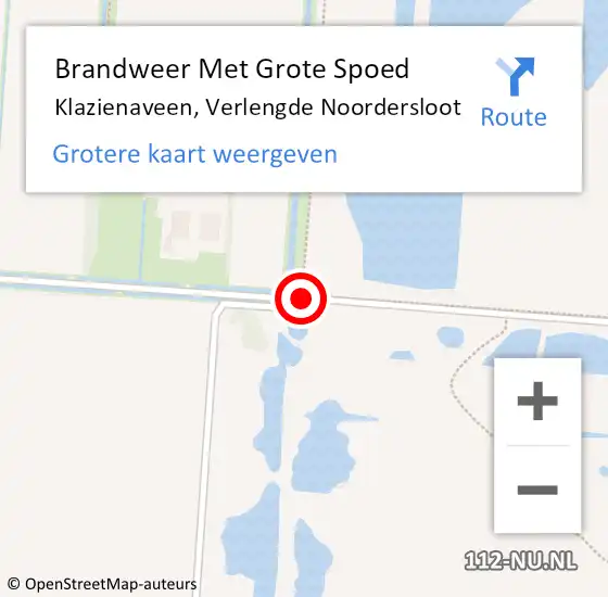 Locatie op kaart van de 112 melding: Brandweer Met Grote Spoed Naar Klazienaveen, Verlengde Noordersloot op 27 april 2016 14:04