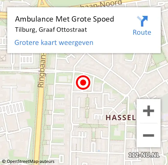 Locatie op kaart van de 112 melding: Ambulance Met Grote Spoed Naar Tilburg, Graaf Ottostraat op 27 april 2016 14:19