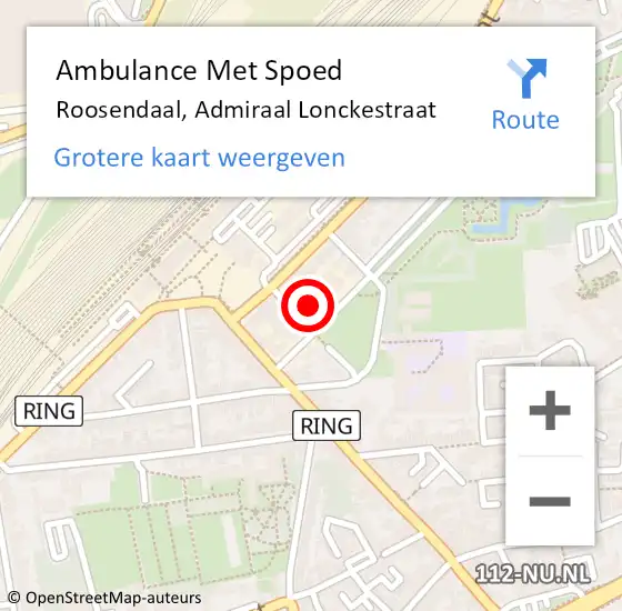 Locatie op kaart van de 112 melding: Ambulance Met Spoed Naar Roosendaal, Admiraal Lonckestraat op 27 april 2016 15:06