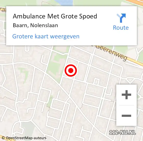 Locatie op kaart van de 112 melding: Ambulance Met Grote Spoed Naar Baarn, Nolenslaan op 27 april 2016 15:29