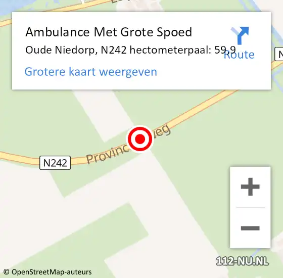 Locatie op kaart van de 112 melding: Ambulance Met Grote Spoed Naar Oude Niedorp, N242 hectometerpaal: 59,9 op 27 april 2016 15:35