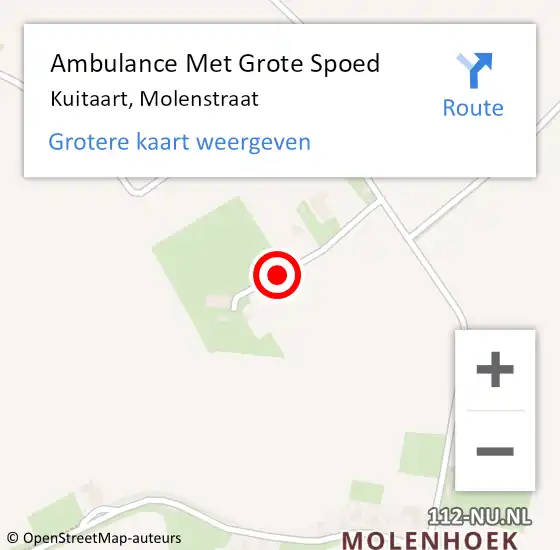 Locatie op kaart van de 112 melding: Ambulance Met Grote Spoed Naar Kuitaart, Molenstraat op 13 december 2013 09:05