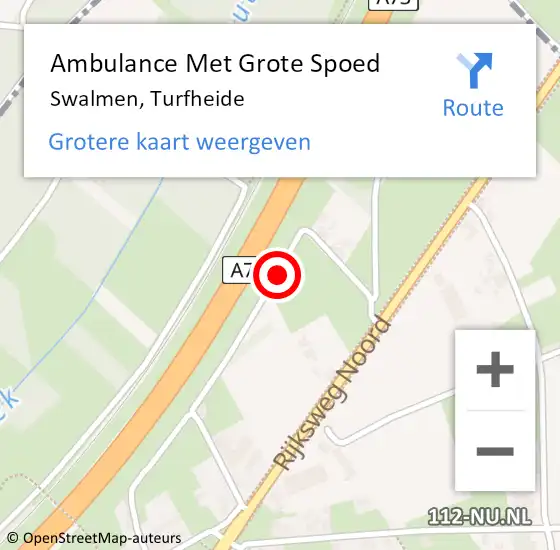 Locatie op kaart van de 112 melding: Ambulance Met Grote Spoed Naar Swalmen, Turfheide op 27 april 2016 16:40