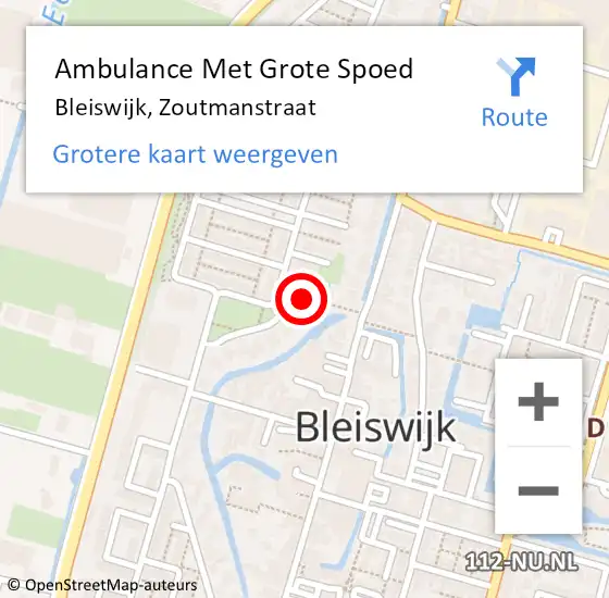 Locatie op kaart van de 112 melding: Ambulance Met Grote Spoed Naar Bleiswijk, Zoutmanstraat op 27 april 2016 18:32