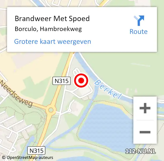 Locatie op kaart van de 112 melding: Brandweer Met Spoed Naar Borculo, Hambroekweg op 27 april 2016 20:00