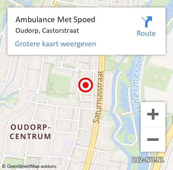 Locatie op kaart van de 112 melding: Ambulance Met Spoed Naar Oudorp, Castorstraat op 27 april 2016 20:46