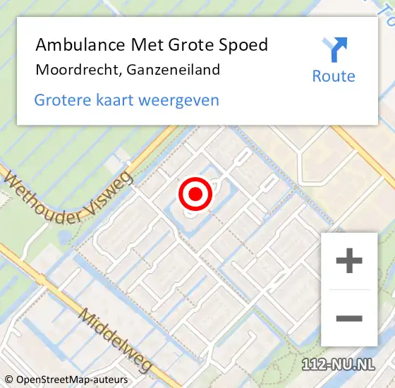 Locatie op kaart van de 112 melding: Ambulance Met Grote Spoed Naar Moordrecht, Ganzeneiland op 27 april 2016 20:53