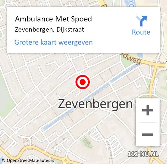 Locatie op kaart van de 112 melding: Ambulance Met Spoed Naar Zevenbergen, Dijkstraat op 27 april 2016 21:51