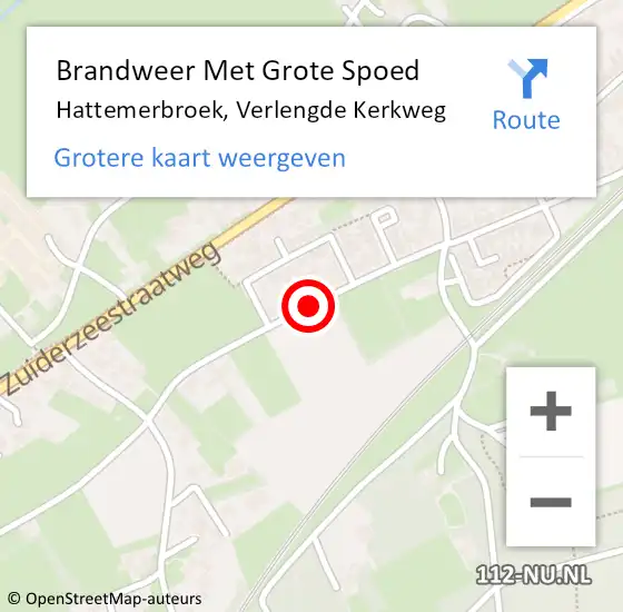 Locatie op kaart van de 112 melding: Brandweer Met Grote Spoed Naar Hattemerbroek, Verlengde Kerkweg op 27 april 2016 22:23