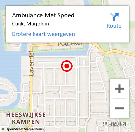 Locatie op kaart van de 112 melding: Ambulance Met Spoed Naar Cuijk, Marjolein op 27 april 2016 23:24