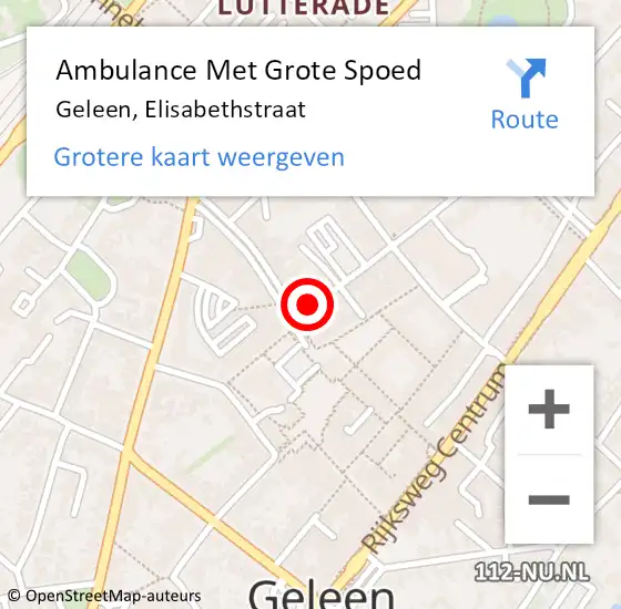 Locatie op kaart van de 112 melding: Ambulance Met Grote Spoed Naar Geleen, Elisabethstraat op 13 december 2013 09:42