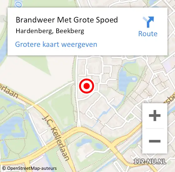 Locatie op kaart van de 112 melding: Brandweer Met Grote Spoed Naar Hardenberg, Beekberg op 13 december 2013 09:43