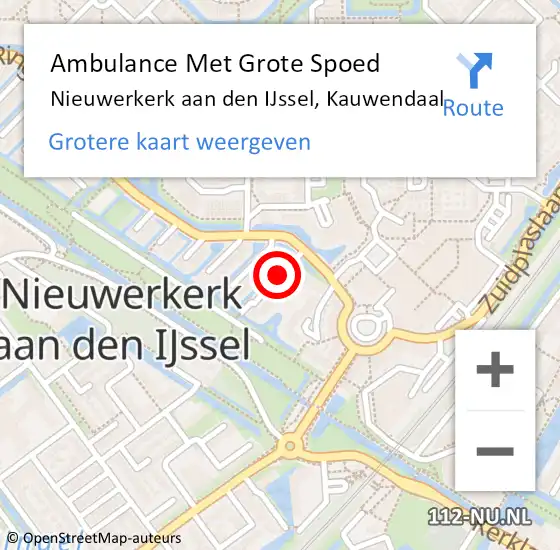 Locatie op kaart van de 112 melding: Ambulance Met Grote Spoed Naar Nieuwerkerk aan den IJssel, Kauwendaal op 28 april 2016 01:12