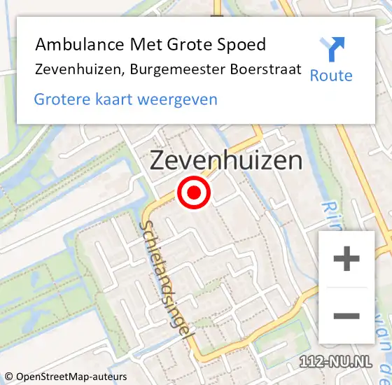 Locatie op kaart van de 112 melding: Ambulance Met Grote Spoed Naar Zevenhuizen, Burgemeester Boerstraat op 28 april 2016 01:12