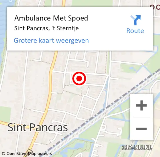 Locatie op kaart van de 112 melding: Ambulance Met Spoed Naar Sint Pancras, 't Sterntje op 28 april 2016 03:17