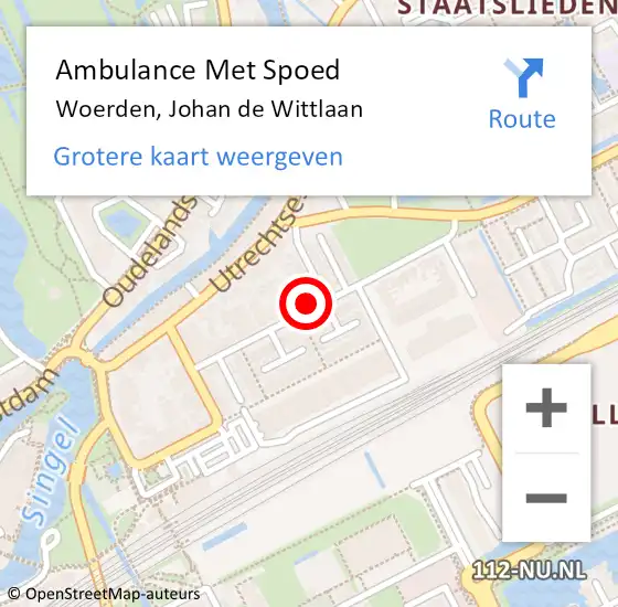 Locatie op kaart van de 112 melding: Ambulance Met Spoed Naar Woerden, Johan de Wittlaan op 28 april 2016 04:17