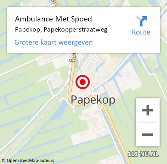 Locatie op kaart van de 112 melding: Ambulance Met Spoed Naar Papekop, Papekopperstraatweg op 28 april 2016 08:39