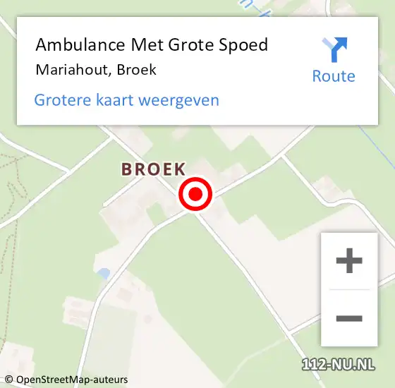 Locatie op kaart van de 112 melding: Ambulance Met Grote Spoed Naar Mariahout, Broek op 28 april 2016 08:46