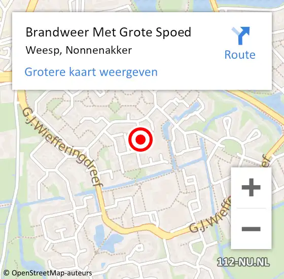 Locatie op kaart van de 112 melding: Brandweer Met Grote Spoed Naar Weesp, Nonnenakker op 15 september 2013 23:55