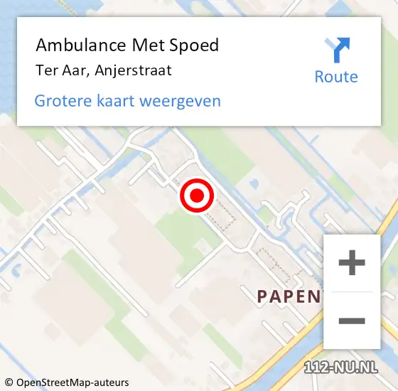 Locatie op kaart van de 112 melding: Ambulance Met Spoed Naar Ter Aar, Anjerstraat op 28 april 2016 09:36