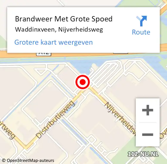 Locatie op kaart van de 112 melding: Brandweer Met Grote Spoed Naar Waddinxveen, Nijverheidsweg op 28 april 2016 09:44